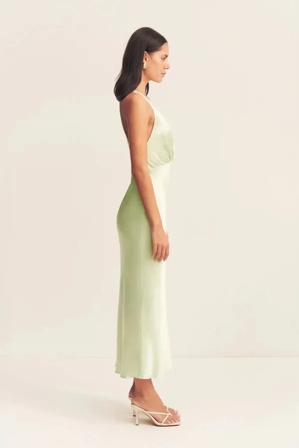Shona Joy La Lune Plunged Cross Back Midi Dress Lime Size 10 - Image 3