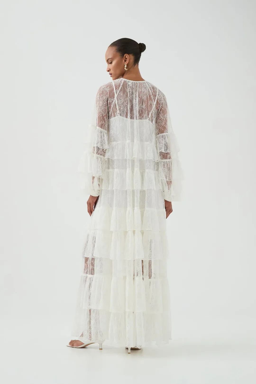 Aje Primrose Lace Maxi Dress White Size AU 4  for rent on The Volte - main image