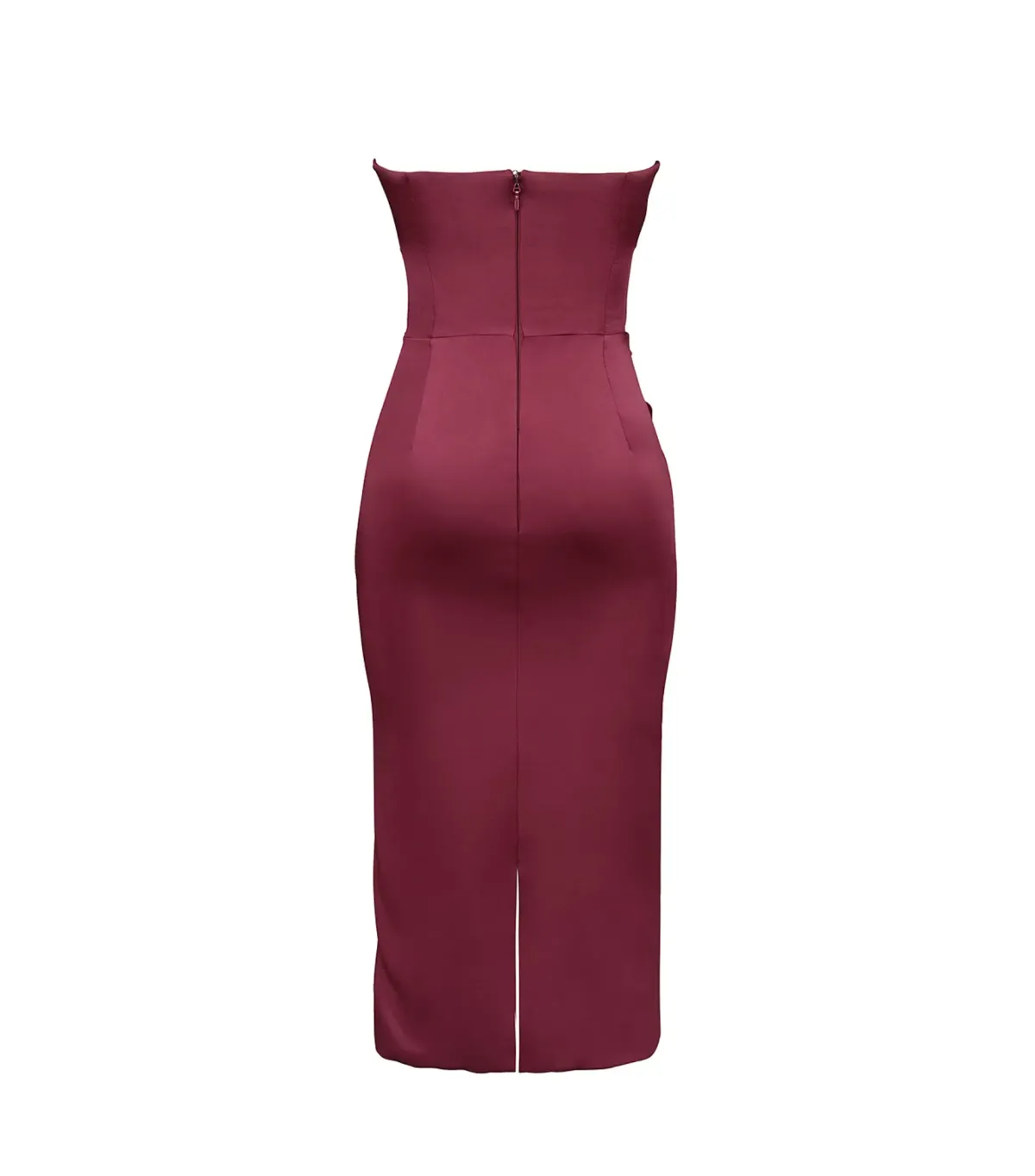House Of CB Santana Satin Strapless Midi Dress Berry Size M / AU 10 - Image 9