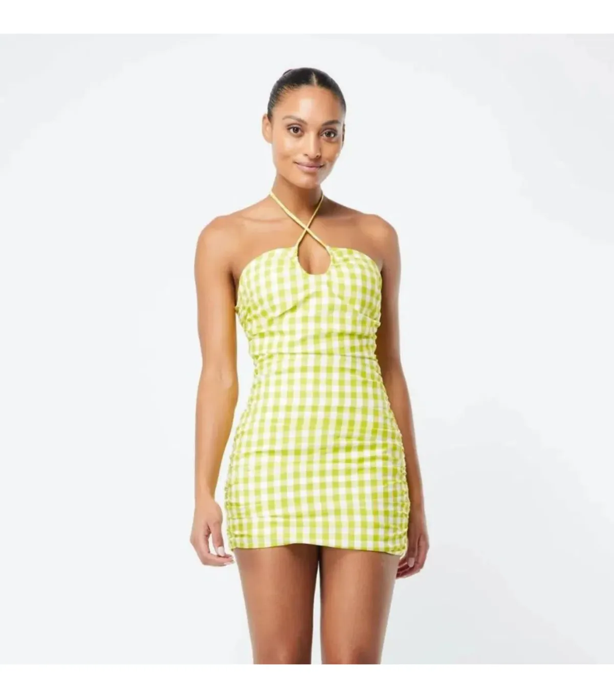 Mossman Check On It Mini Dress Green/Yellow Check Size AU 12 - Image 2