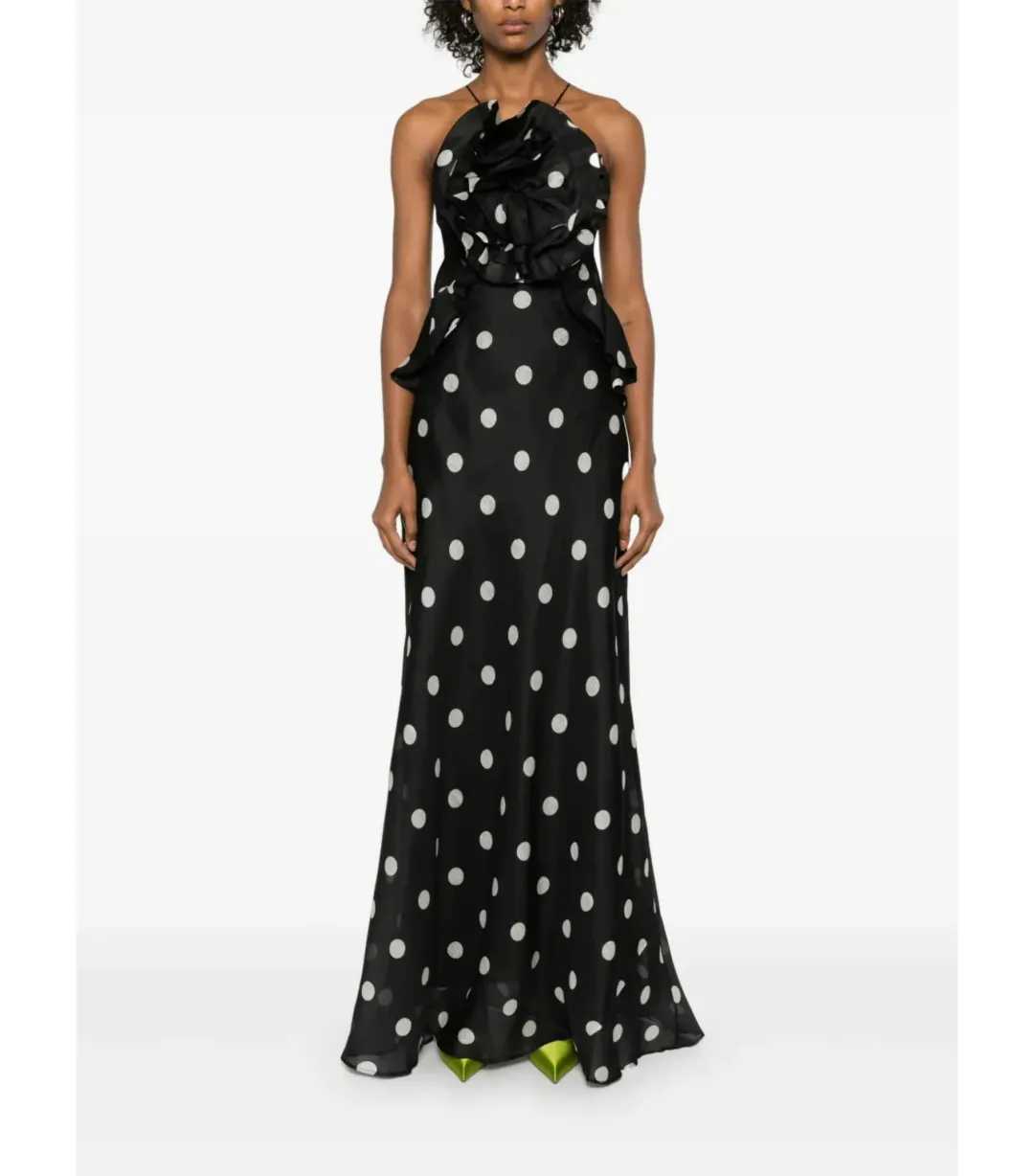 Zimmermann Crush Ruffle Halter Maxi Gown Polka Dot Size 2 / AU 12 for rent on The Volte - main image