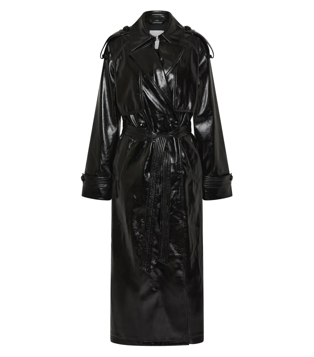 Aje Studio Raven Vegan Leather Trench Black Size AU 10 for rent on The Volte - main image