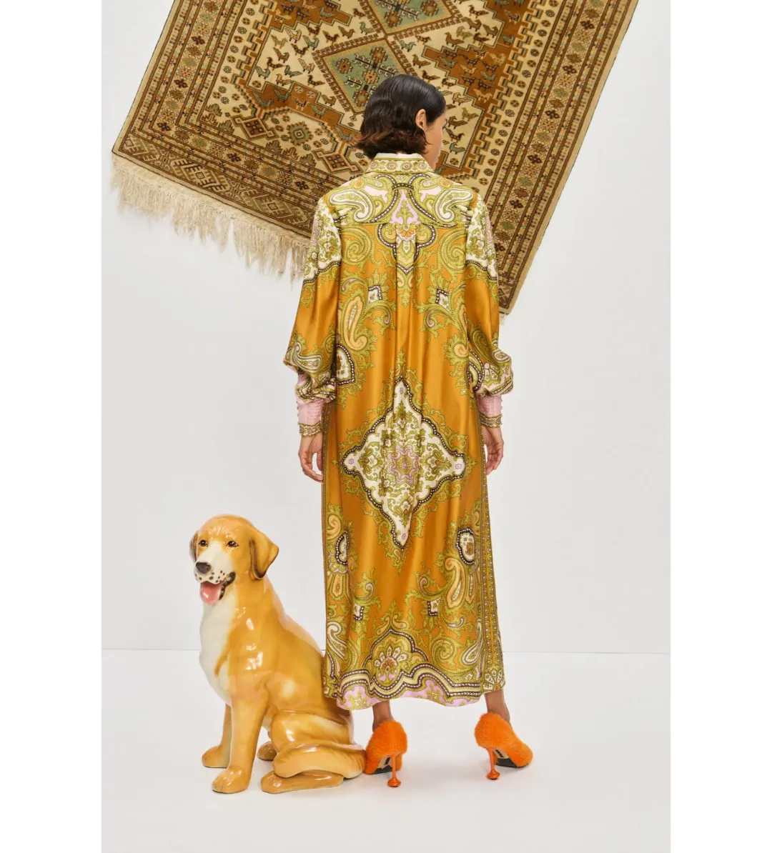 Alémais Clemenza Silk Maxi Shirtdress Print Size AU 8  for rent on The Volte - main image