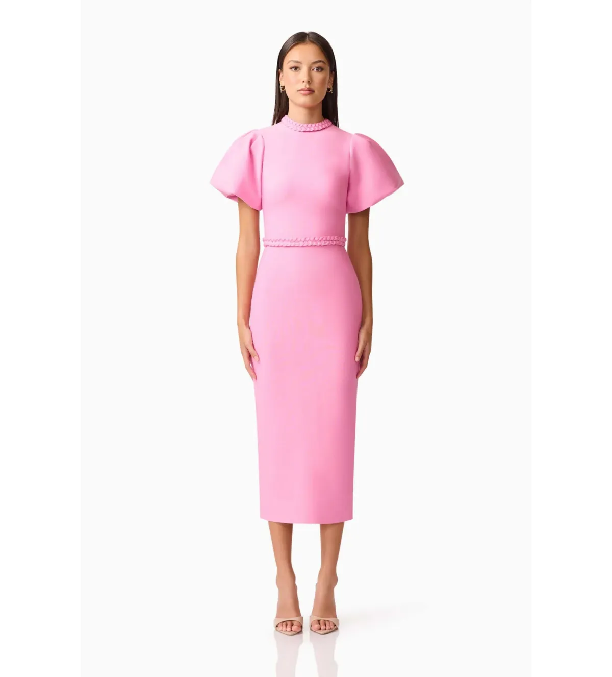 Elliatt Coralene Puff Sleeve Midi Dress Pink Size 6  - Image 1