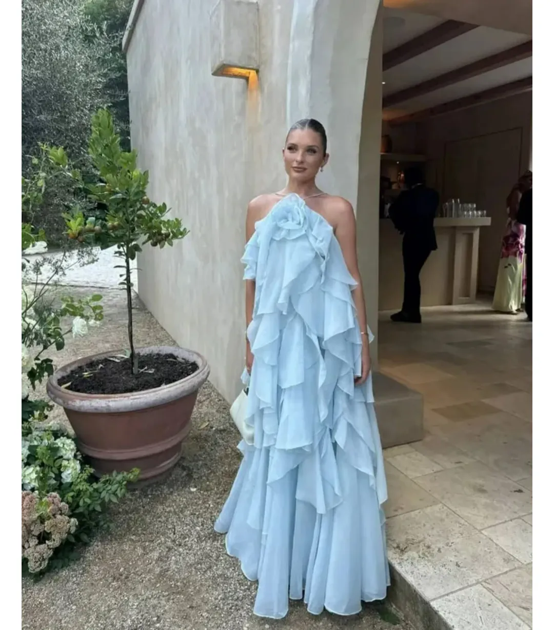 Aje Pandorea Layered Maxi Dress Silver Blue Size AU 10 for rent on The Volte - main image