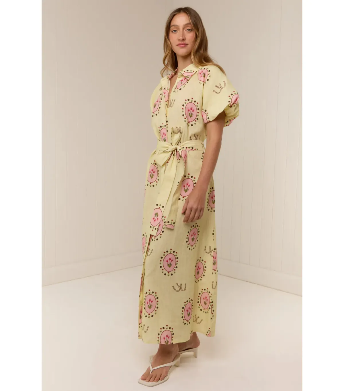 Palm Noosa Marla Maxi Dress in Savanna Tile Yellow Size AU 8 - Image 2