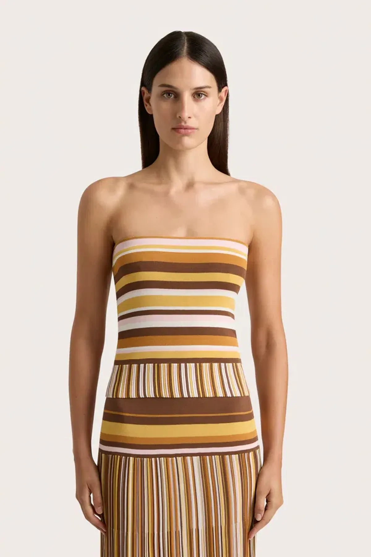 Faithfull Citara Strapless Top & Maxi Skirt Set in Cocoa Size 8 - Image 2