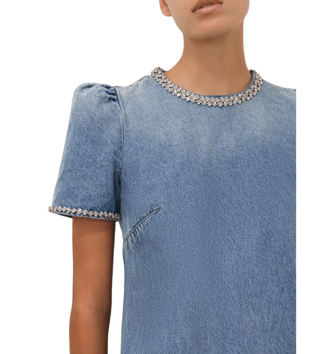 Zimmermann Crush Embellished Denim Mini Dress Blue Size 2 / AU 12 for rent on The Volte - main image
