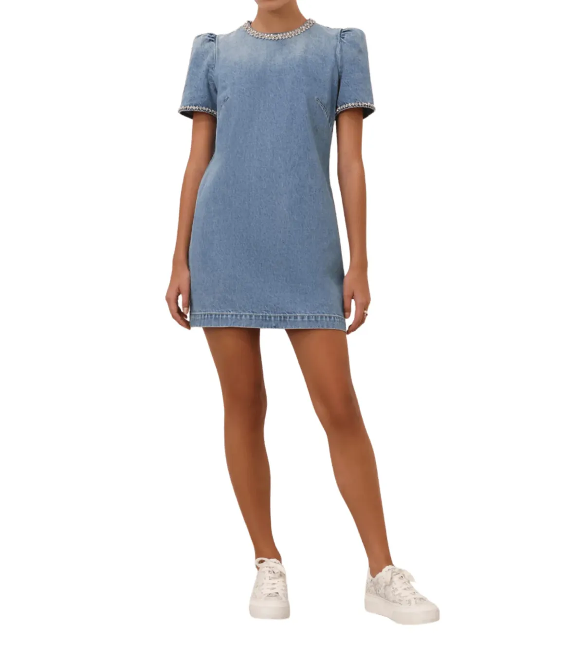 Zimmermann Crush Embellished Denim Mini Dress Blue Size 2 / AU 12 - Image 1