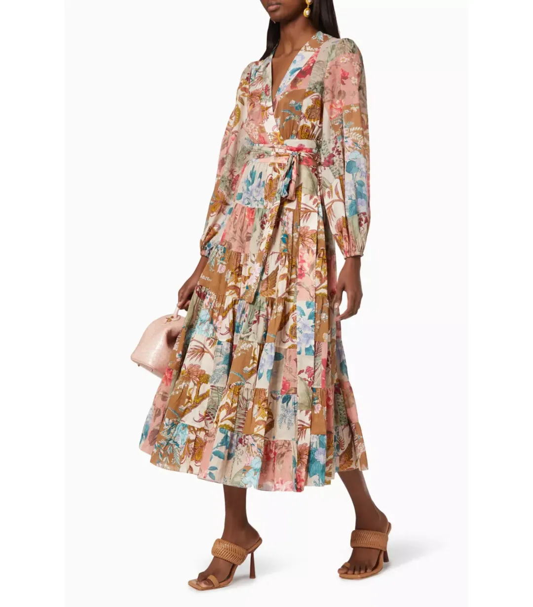 Zimmermann Cassia Patch Wrap Midi Dress Print Size 1 / AU 10 for rent on The Volte - main image