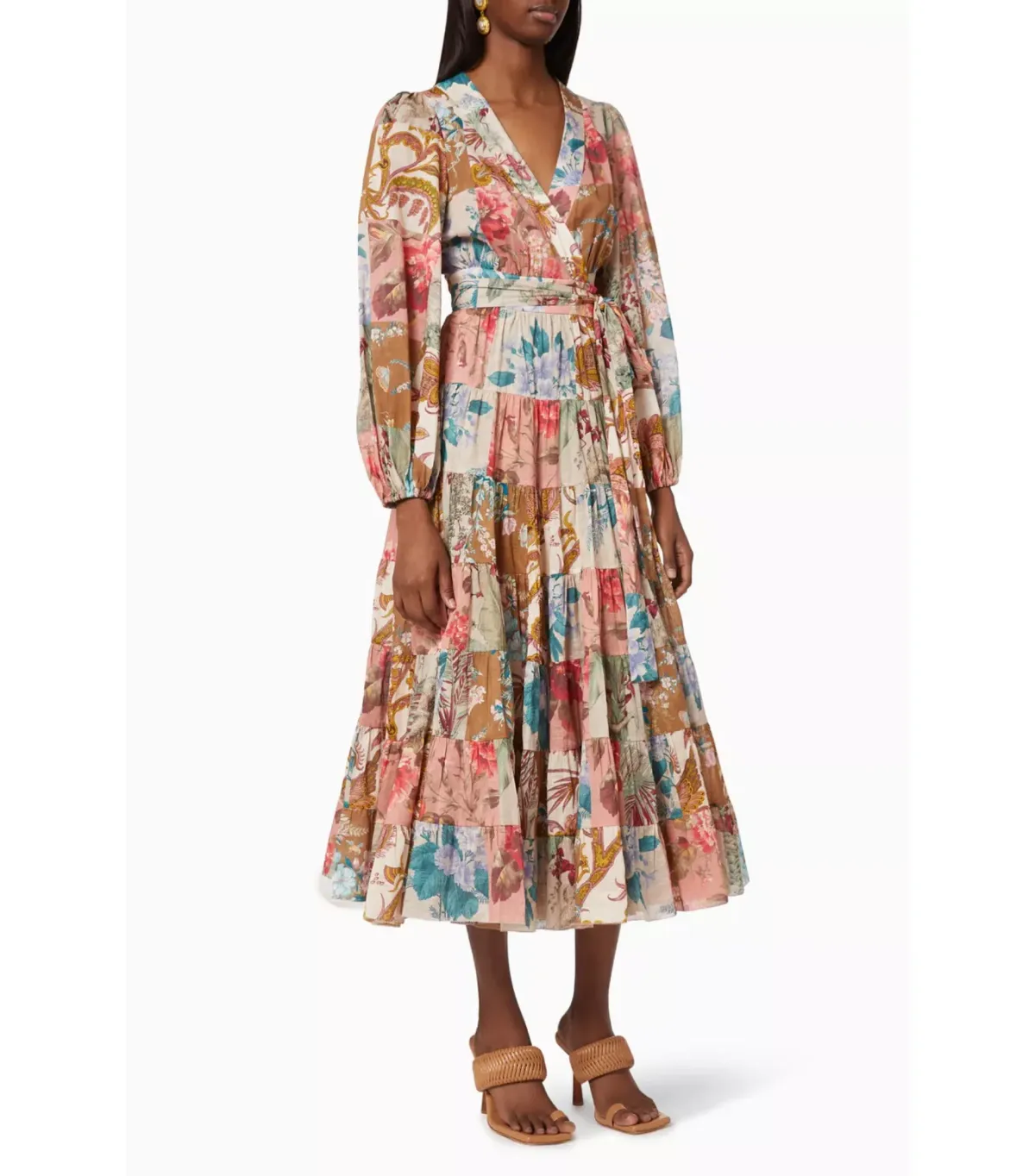 Zimmermann Cassia Patch Wrap Midi Dress Print Size 1 / AU 10 - Image 1