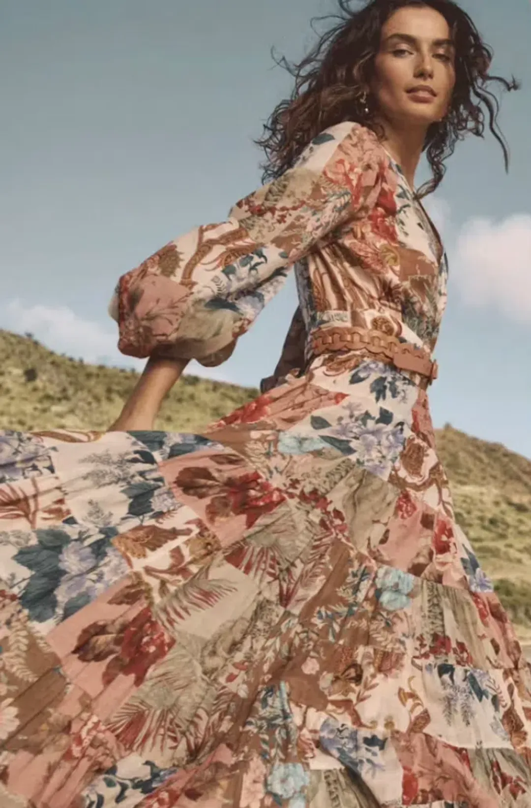 Zimmermann Cassia Patch Wrap Midi Dress Print Size 2/AU12 for rent on The Volte - main image