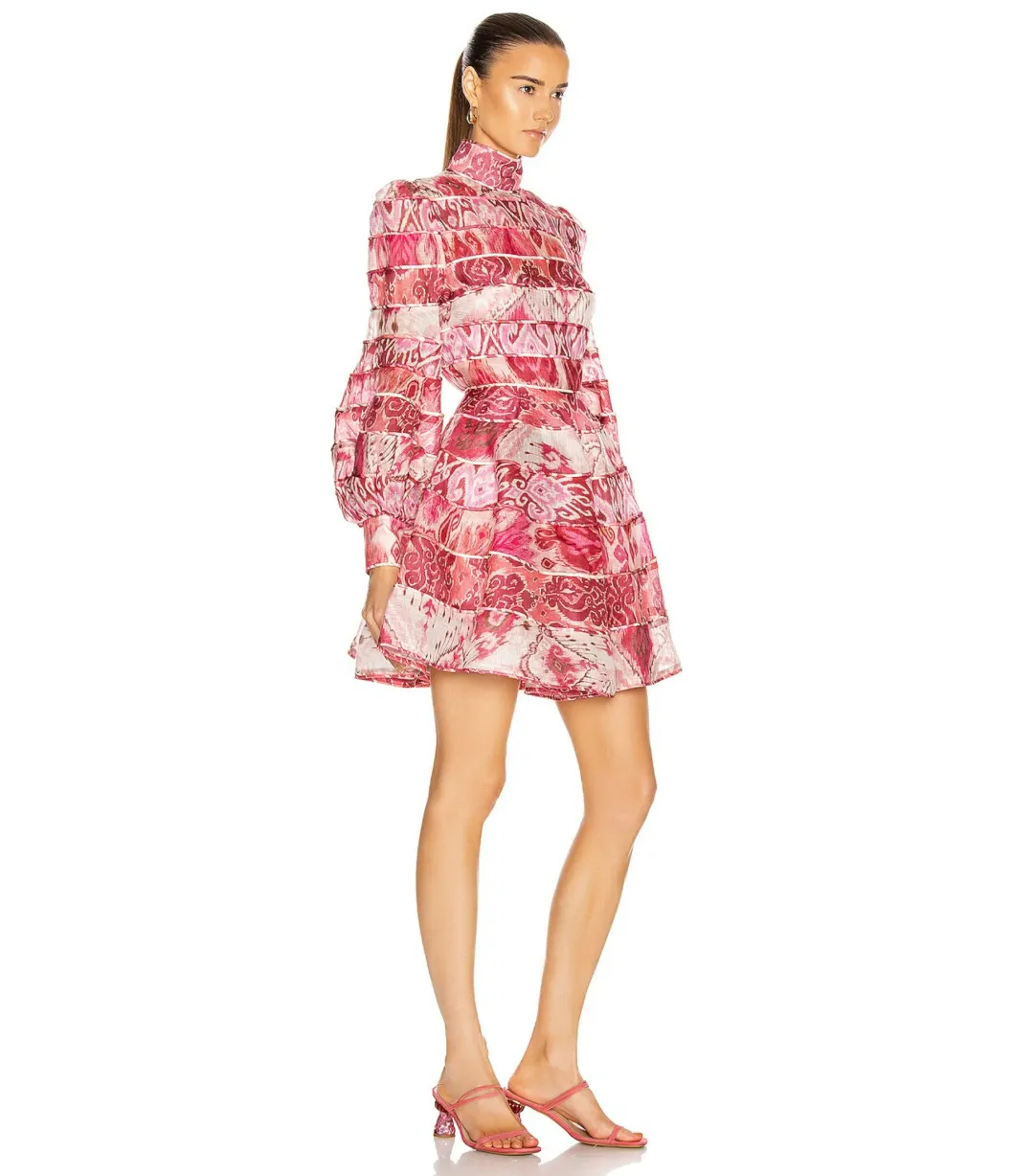 Zimmermann Wavelength Spliced Mini Dress Pink Size 1 / AU 10 for rent on The Volte - main image