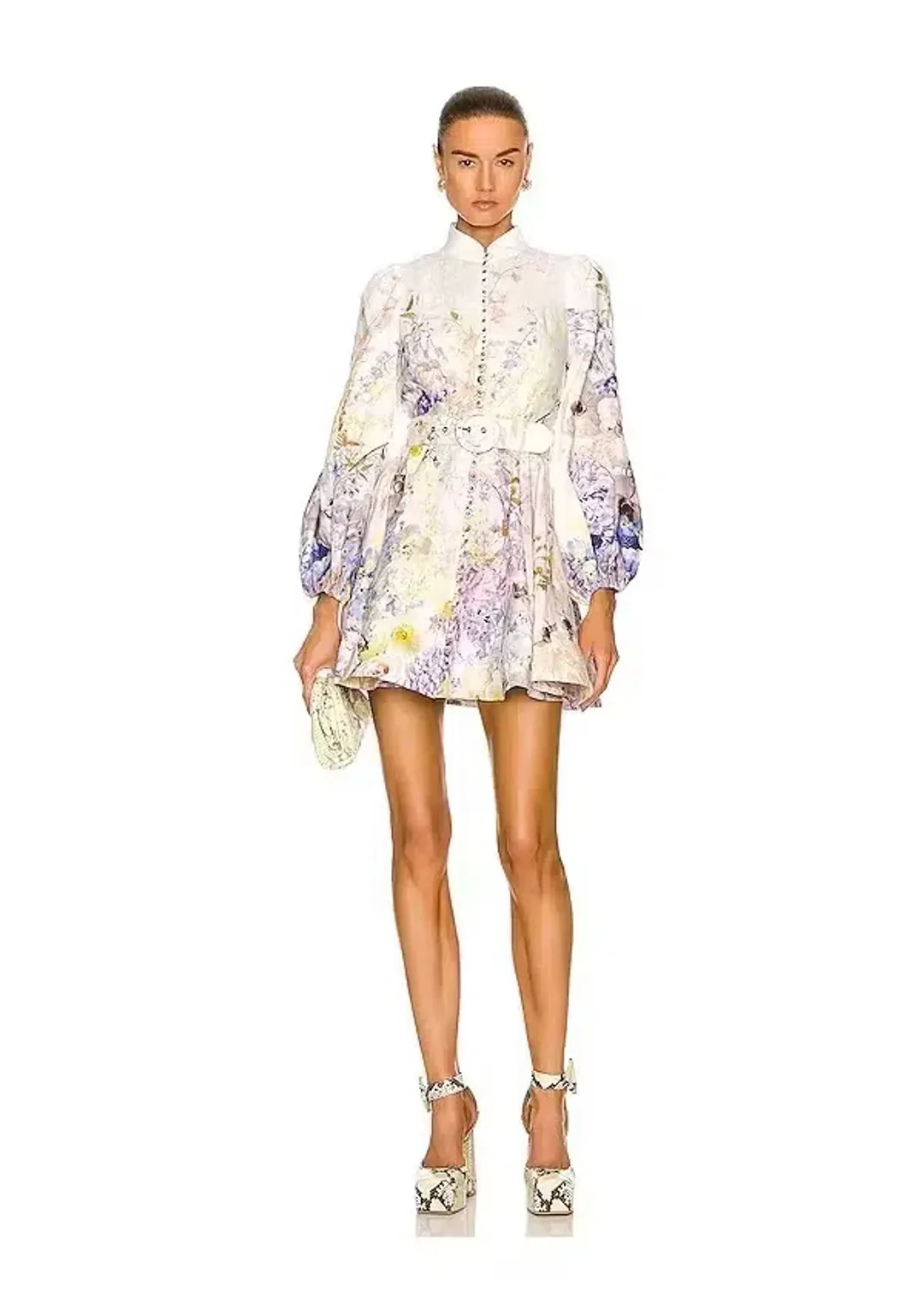 Zimmermann RHYTHMIC BUTTONED MINI DRESS PRINT SIZE 2 / AU 12 for rent on The Volte - main image