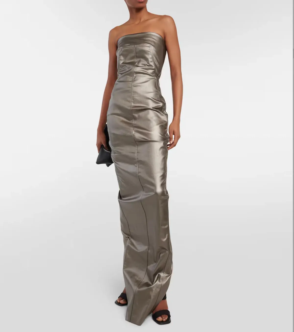 Rick Owens Lido Denim Bustier Gown Gun Metal Size 8  - Image 2