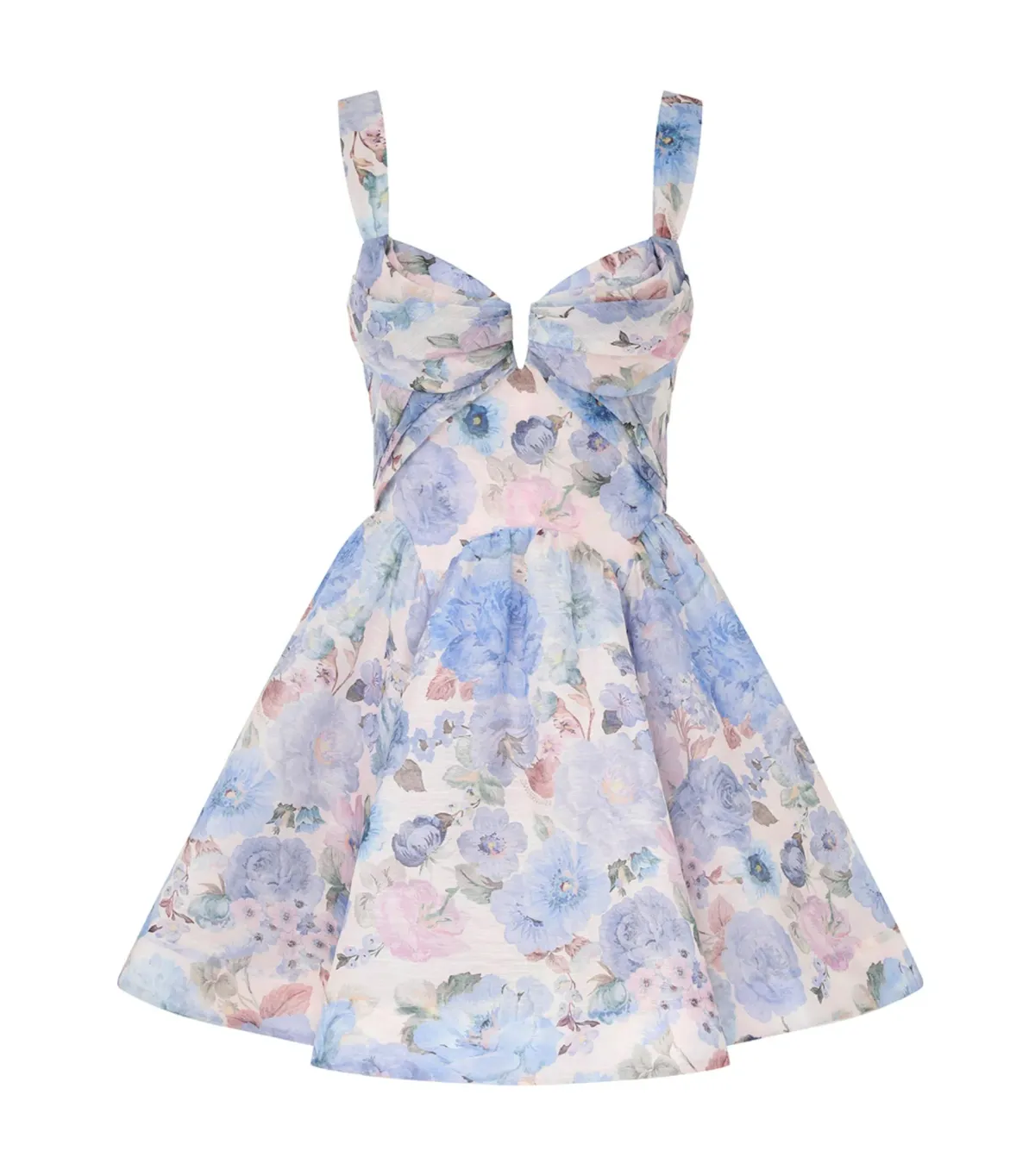 Zimmermann Rebellion Drape Mini Dress In Sky Bloom Size 1 / AU 10 - Image 3