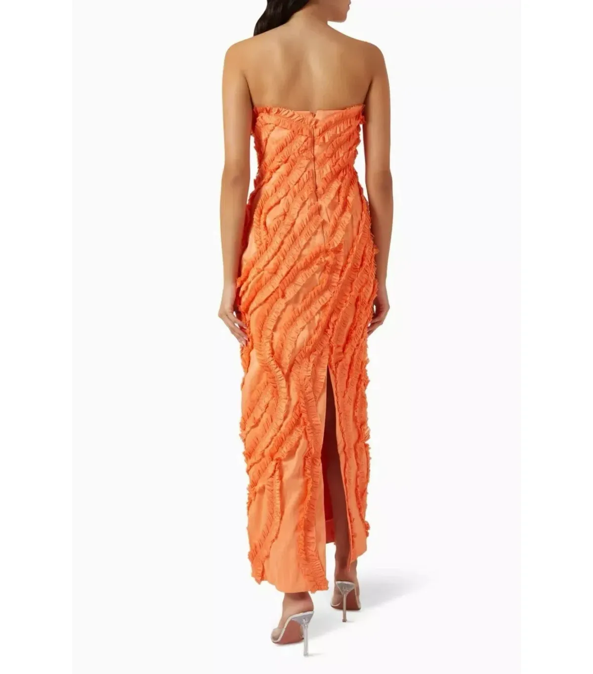 Aje Terrene Frill Maxi Dress Orange Size AU 14 - Image 3