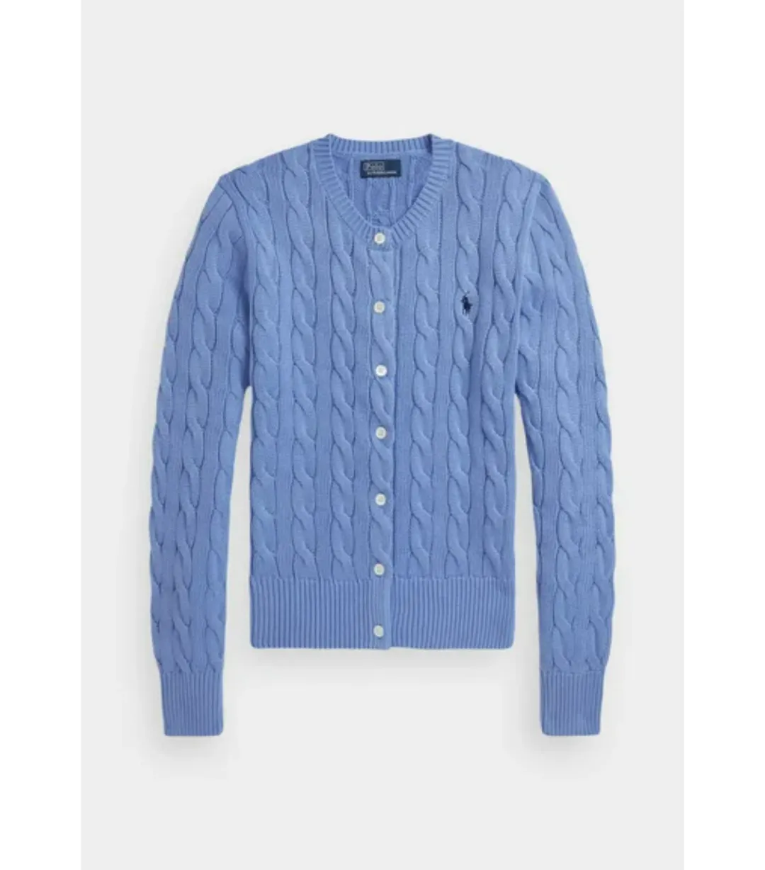 Polo Ralph Lauren Cable-knit Cotton Crewneck Cardigan Blue Size AU 8 for rent on The Volte - main image