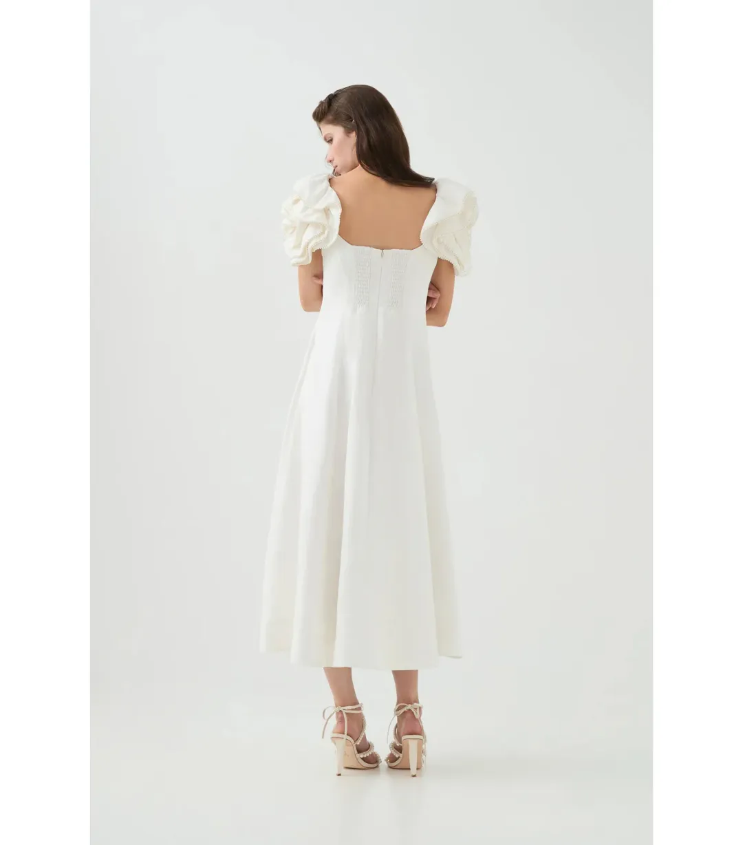 Aje Twyla Midi Dress Ivory Size AU 8 for rent on The Volte - main image