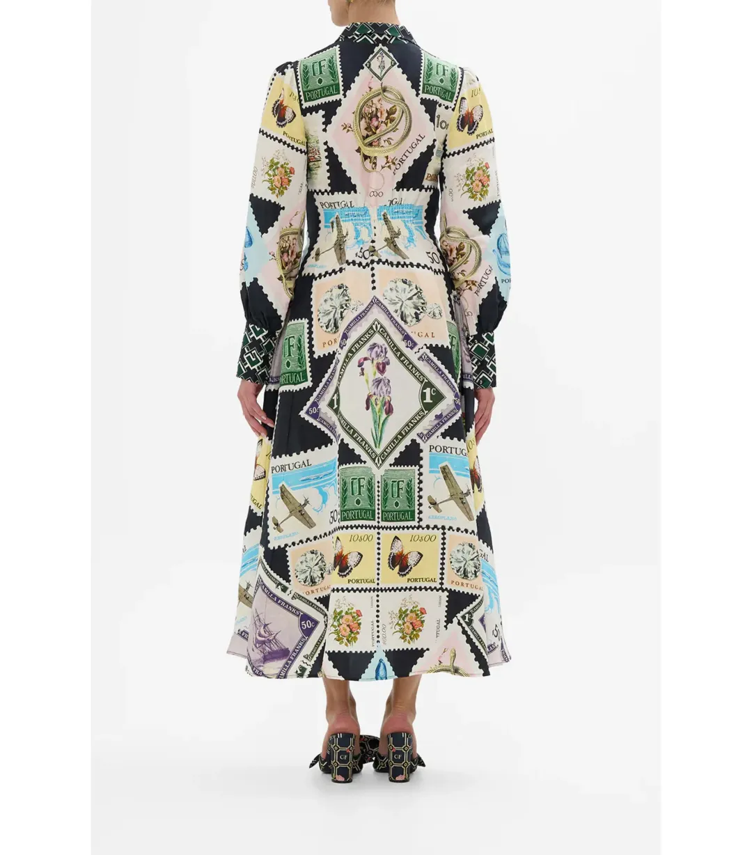 Camilla My Porto Pen Pal Waist Tie Midi Shirt Dress Multi Size AU 10 for rent on The Volte - main image