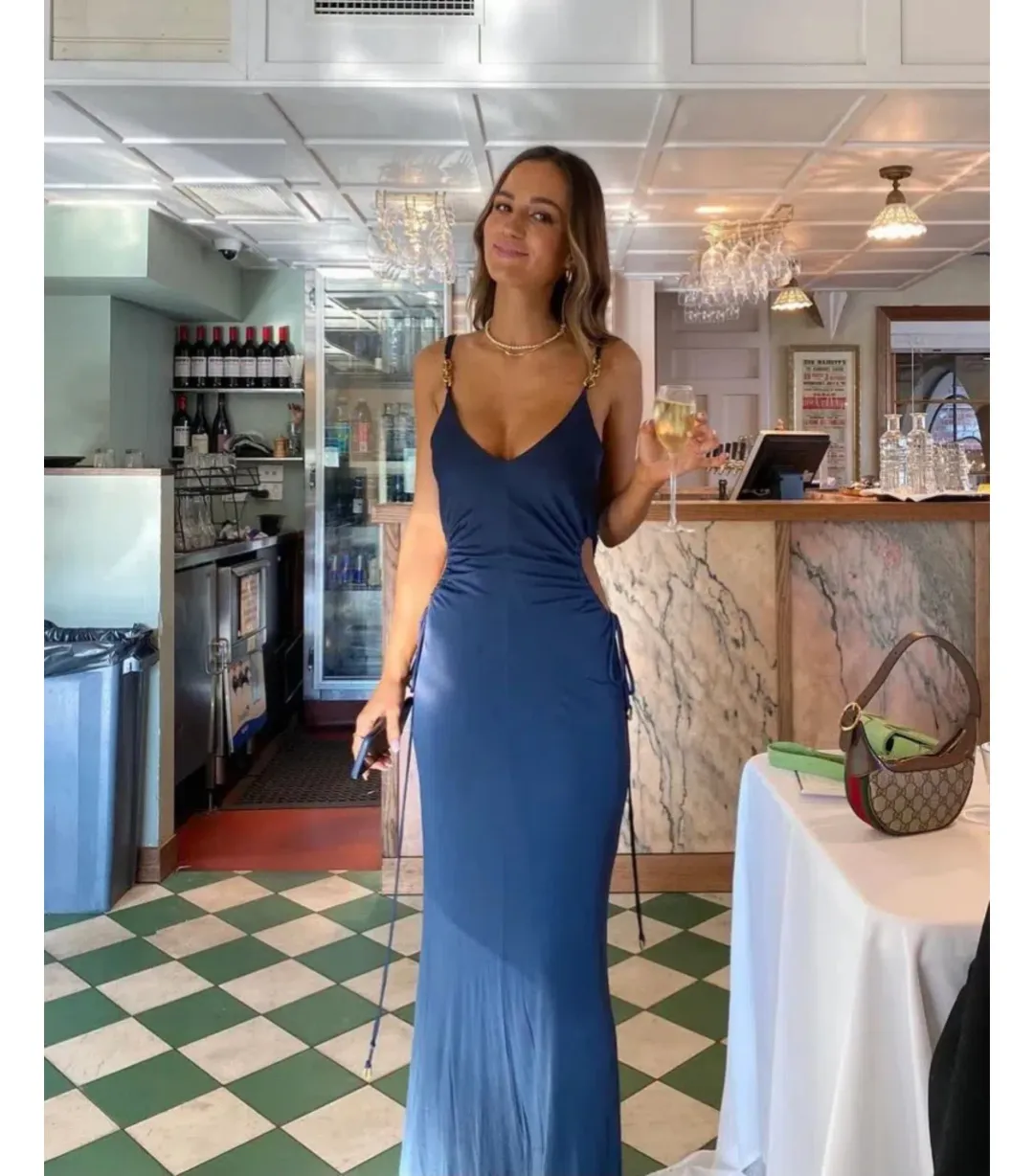 Manning Cartell Tuning in Chains Maxi Dress Navy Size AU 10 for rent on The Volte - main image