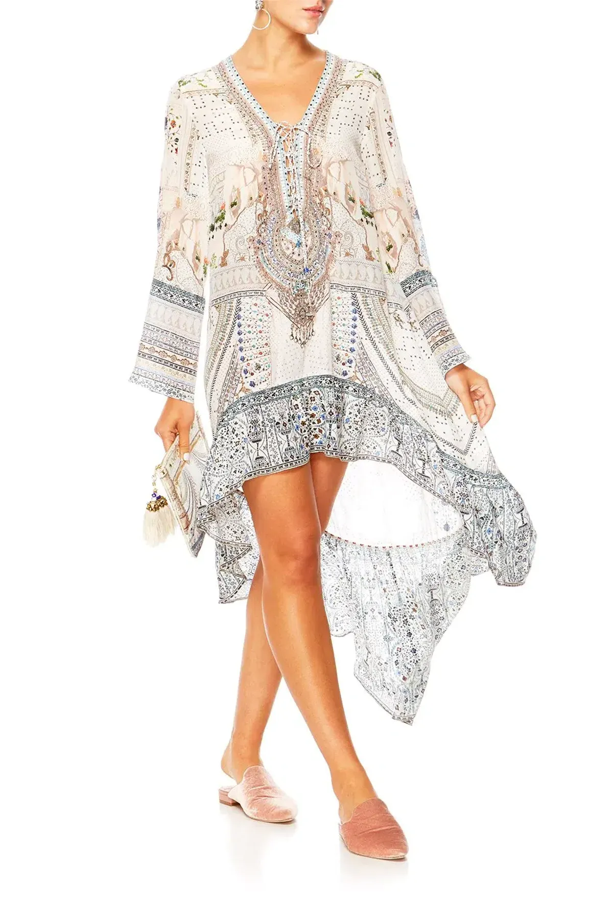 Camilla Breakfast With Silvia Short Dress with High Low Hem Print Size XS - Image 1