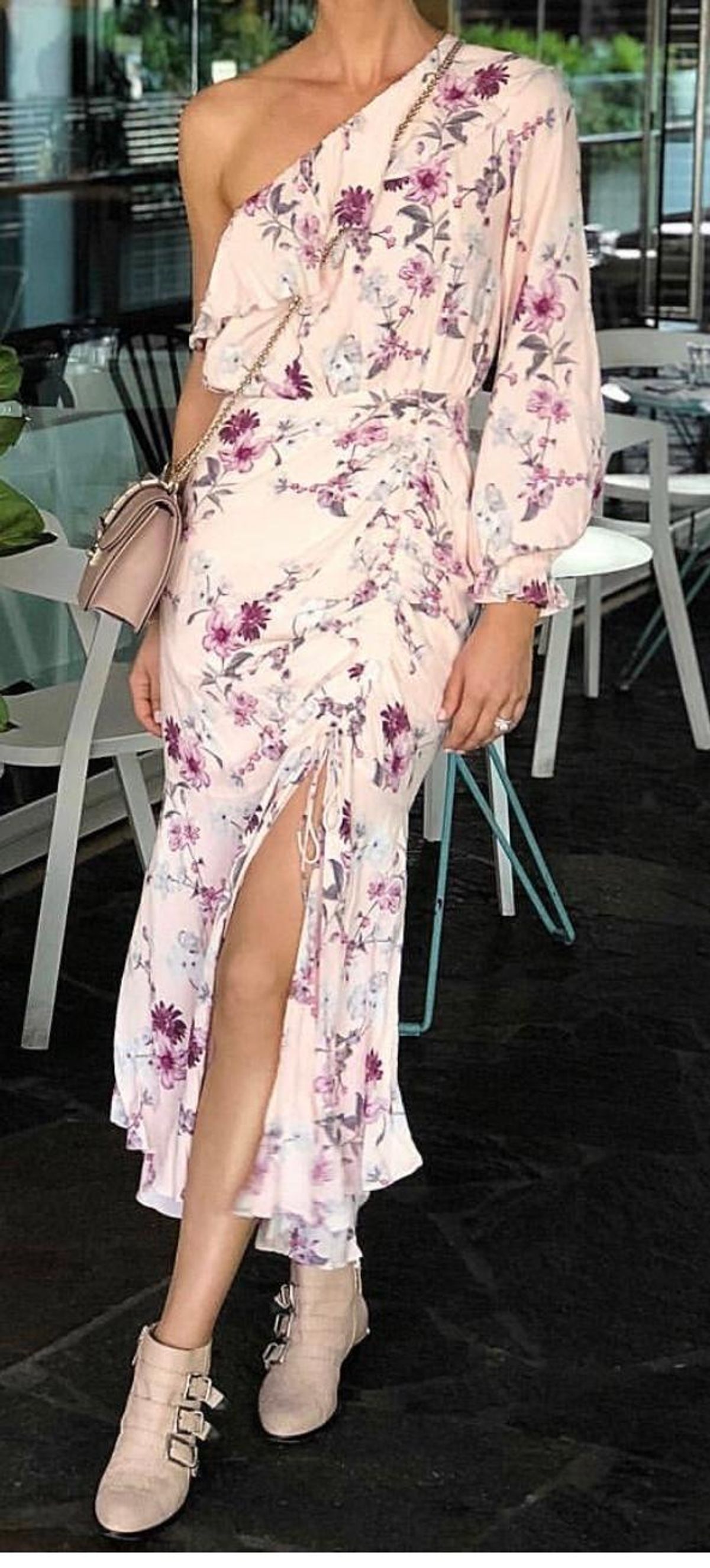 Steele Dahlia One Shoulder Dress Pink Floral Size 6 - Image 2