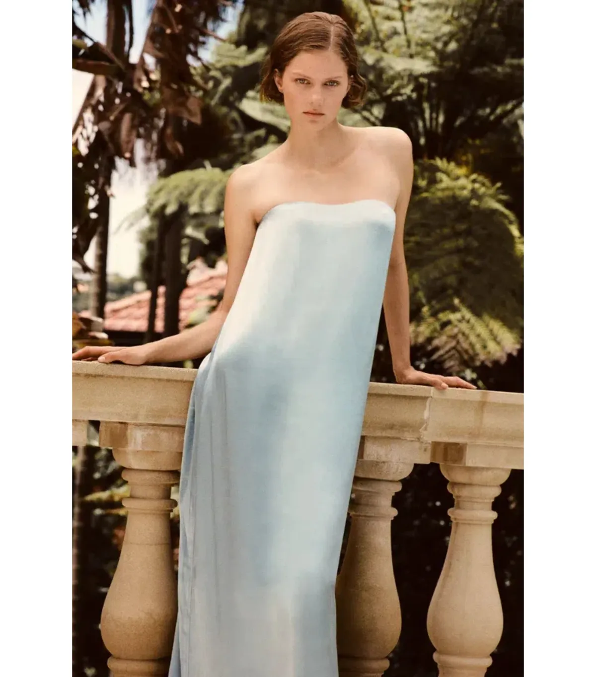Shona Joy La Lune Strapless Column Maxi Dress Powder Blue Size AU 10 - Image 6