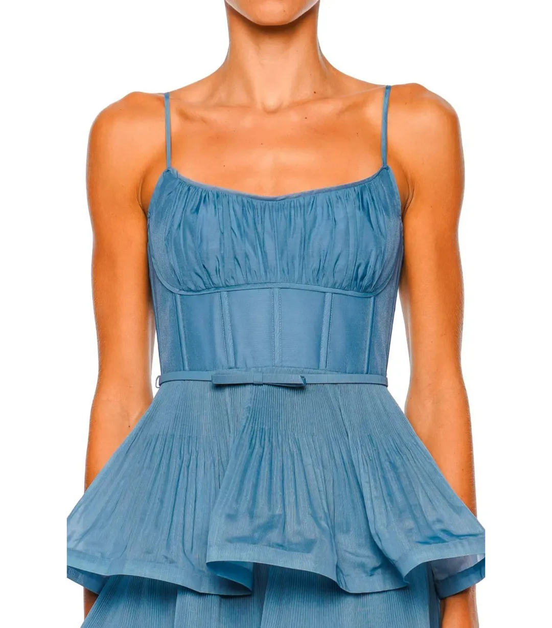Zimmermann Pleated Tiered Midi Dress Deep Blue Size 2 / AU 12 for rent on The Volte - main image