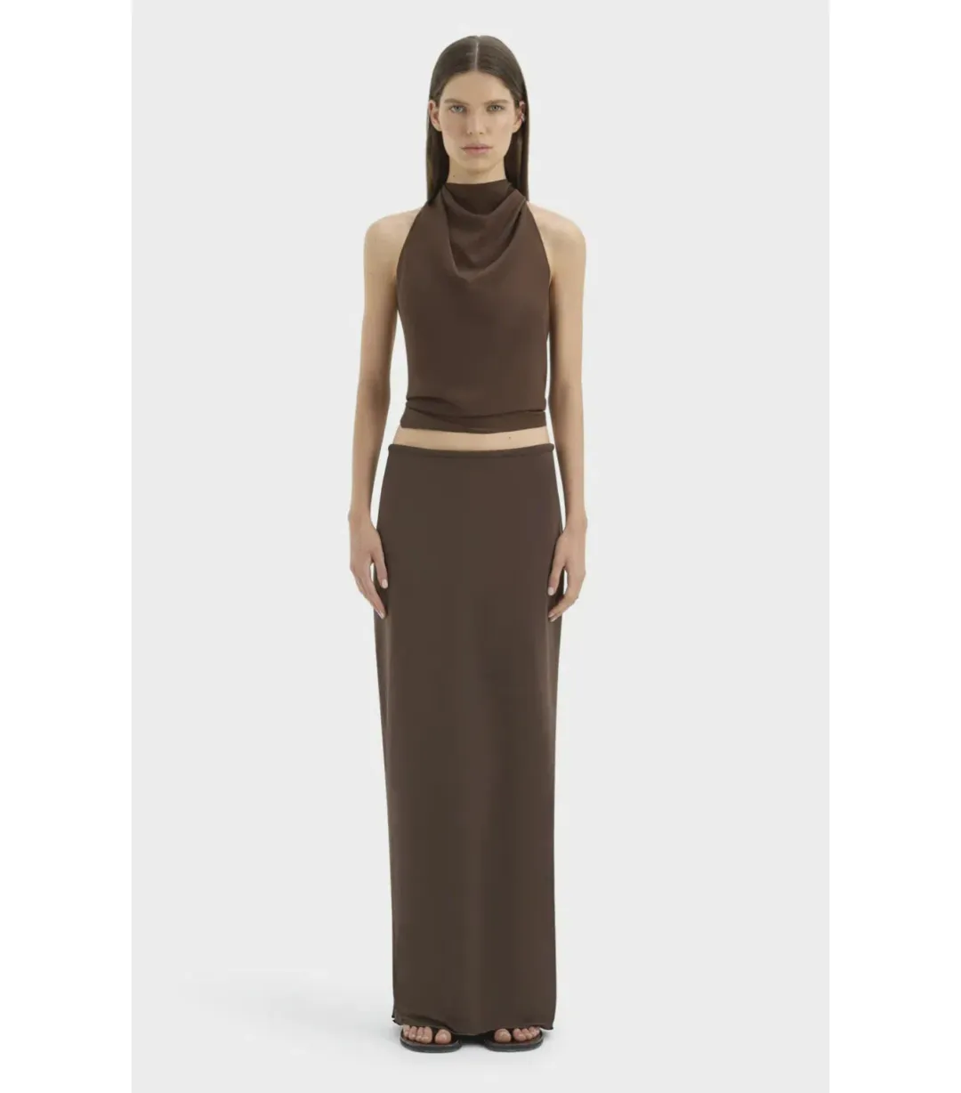 Sir the Label Rioja Halter Scarf Top and Mattheo Midi Skirt Brown Size 0 / AU 6 for rent on The Volte - main image