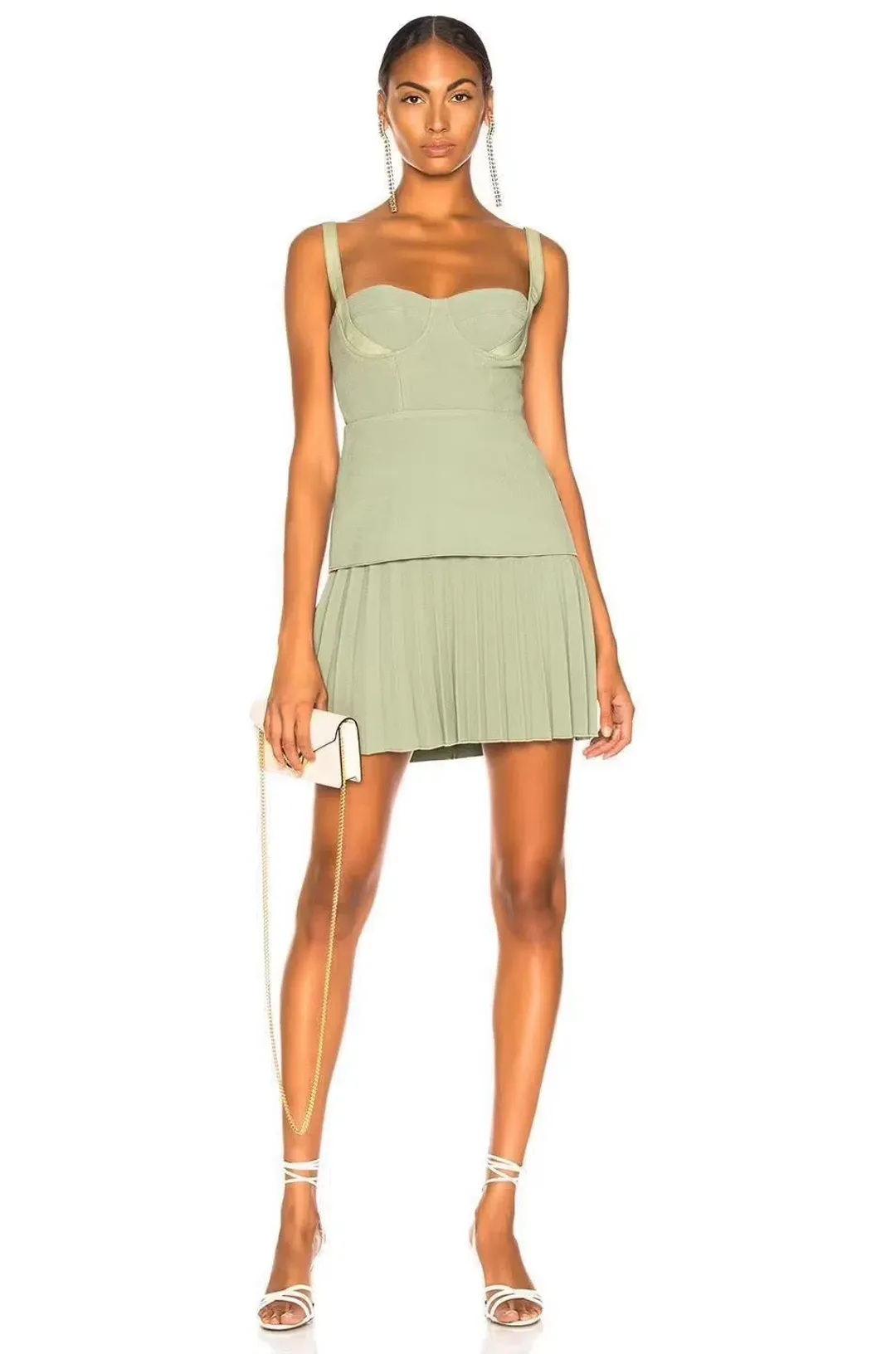 DION LEE Green Pleated Mini Dress Size AU/UK10 (US/6) for rent on The Volte - main image