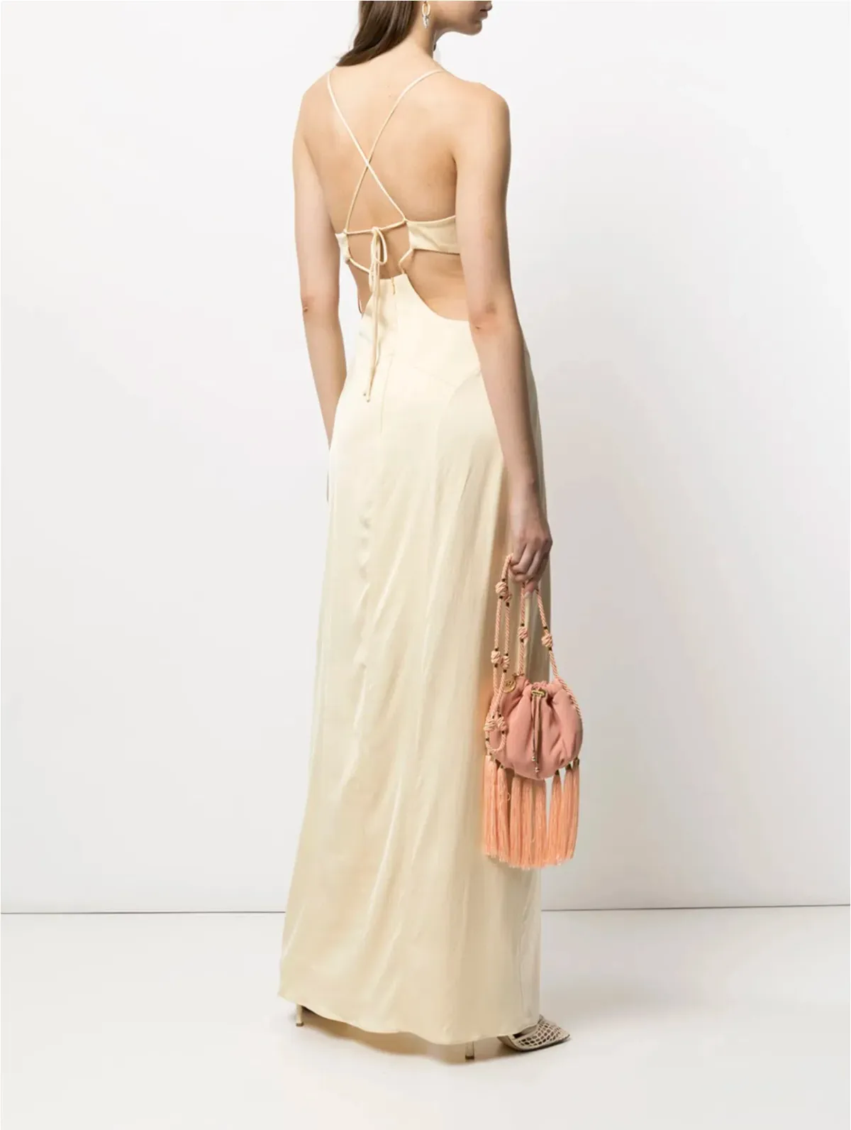 MANNING CARTELL SLEEVELESS MAXI DRESS CHAMPAGNE YELLOW SIZE 6 - Image 2
