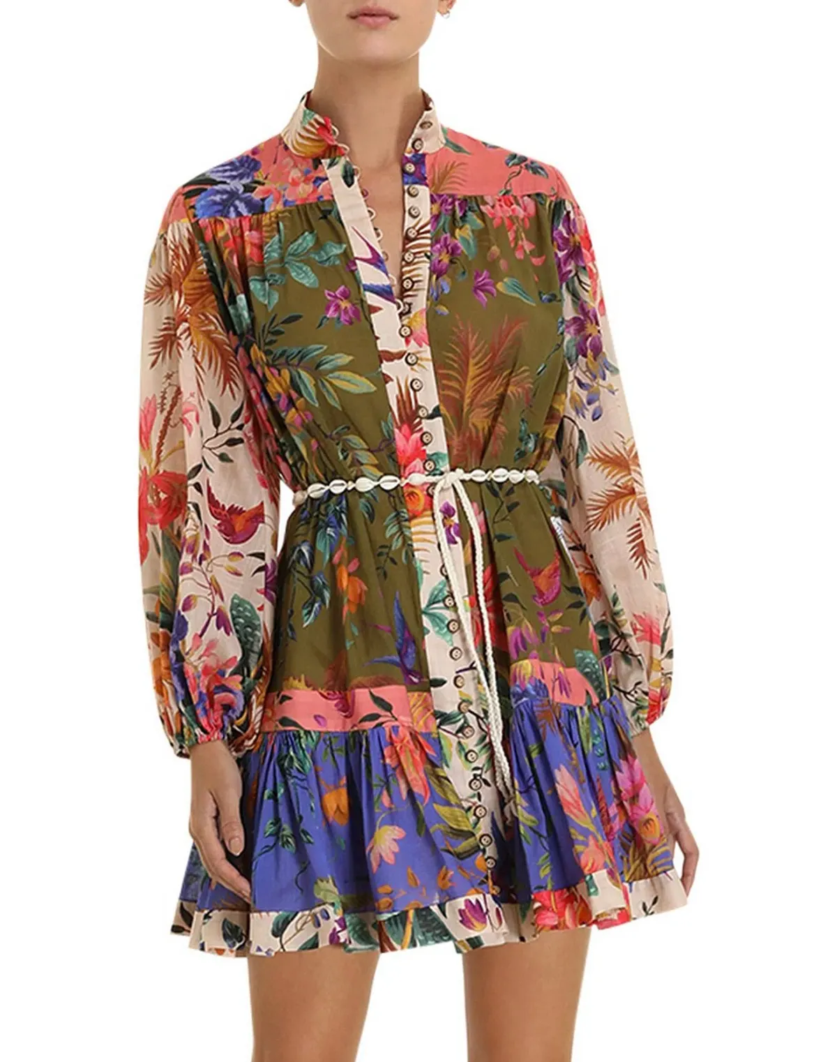 Zimmermann Tropicana Spliced Mini Dress - Image 2
