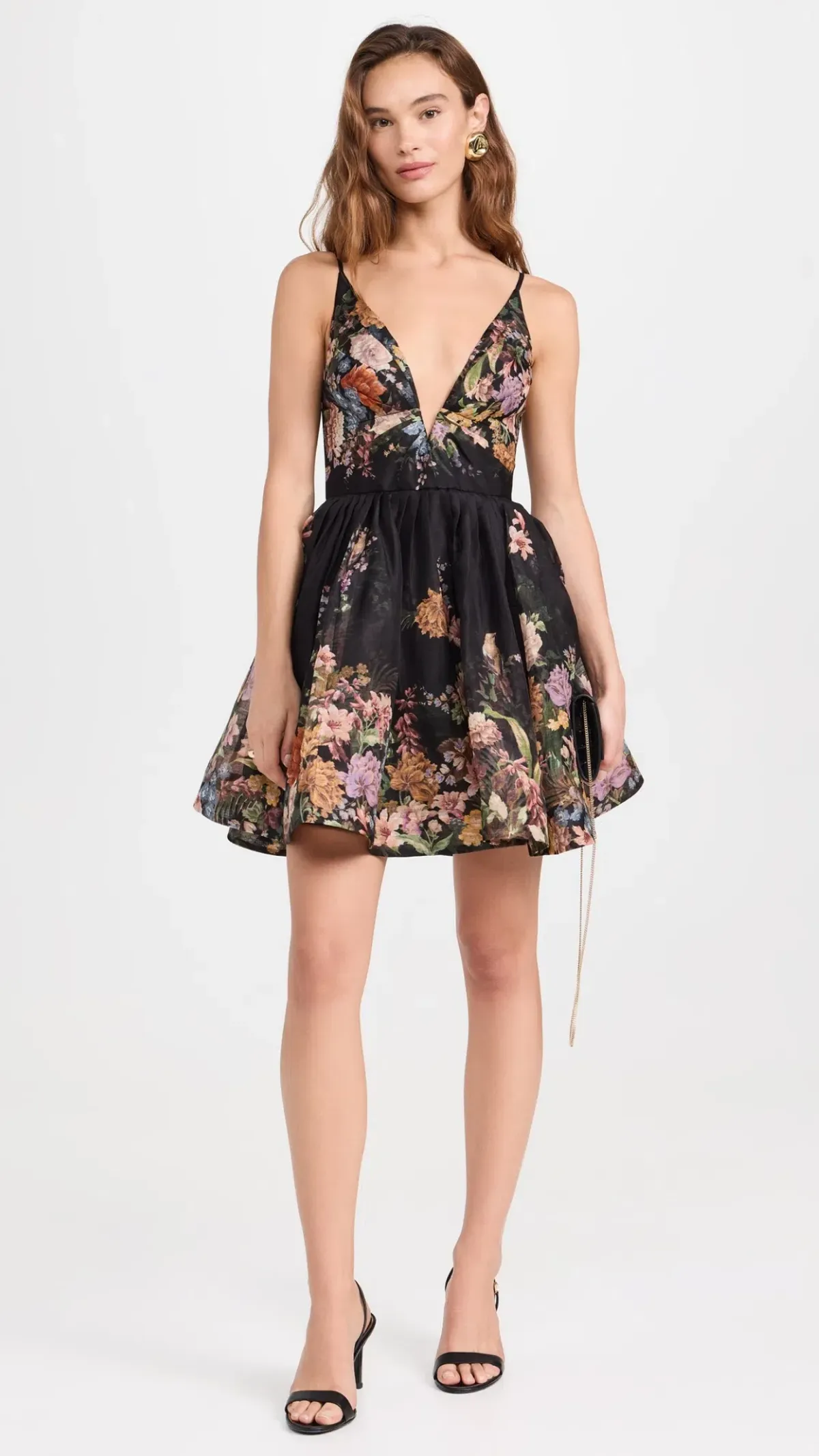 Zimmermann Pavilion V Neck Mini Dress in Black Multi Floral Size 1 (10) - Image 2