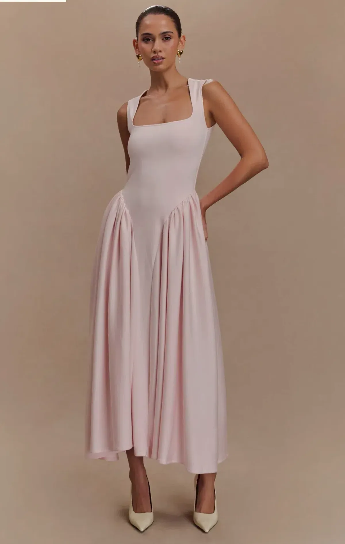 Sharon Scuba Jersey Midi Dress - Ballet Pink - Image 1