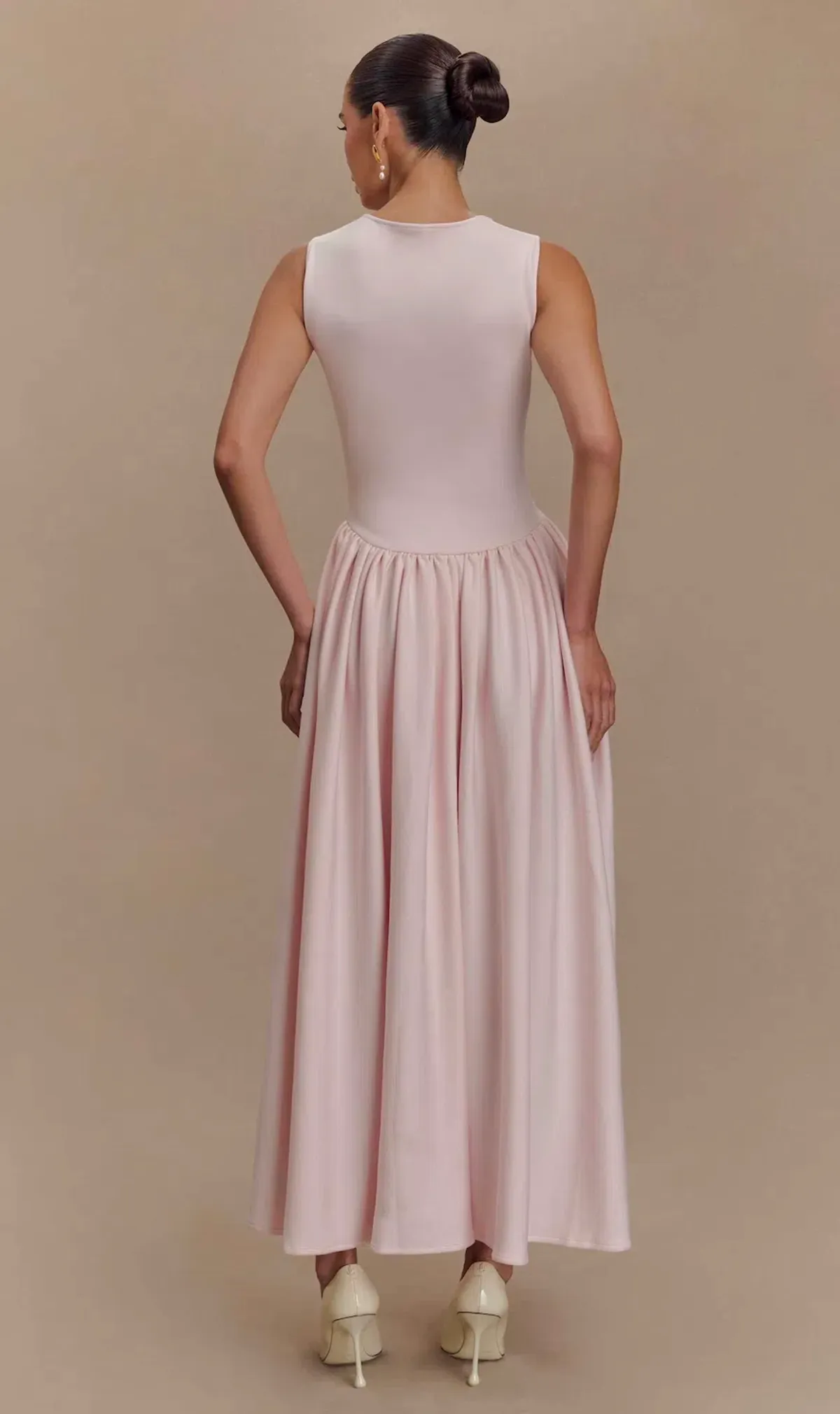 Sharon Scuba Jersey Midi Dress - Ballet Pink - Image 3
