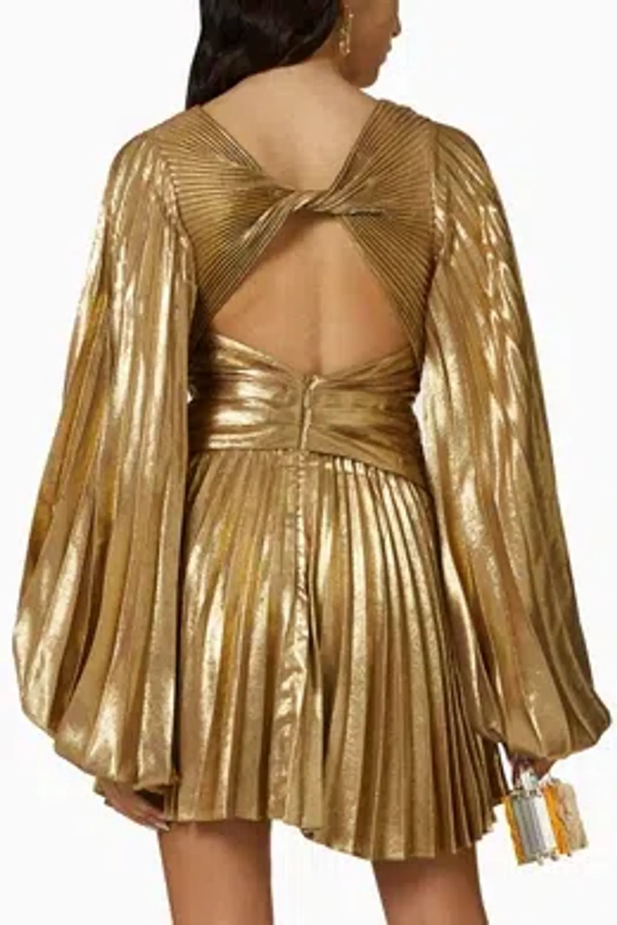 ACLER Geneva Pleated Mini Dress Gold 10 - Image 2