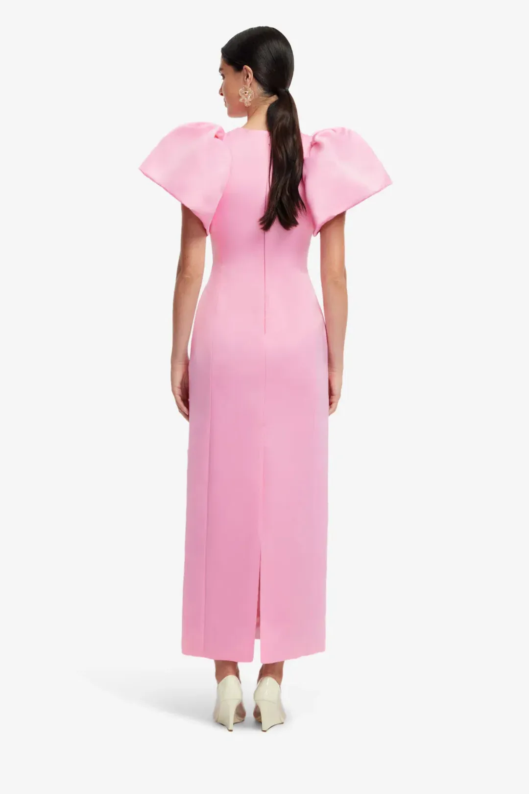 Leo Lin Lucinda Floral Appliqué Maxi Dress Baby Pink Size 10  for rent on The Volte - main image