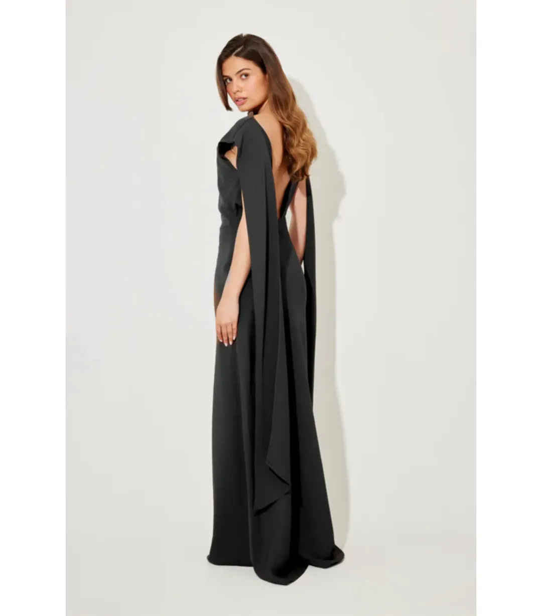Odd Muse Ultimate Muse Draped Maxi Dress Black Size 10 for rent on The Volte - main image