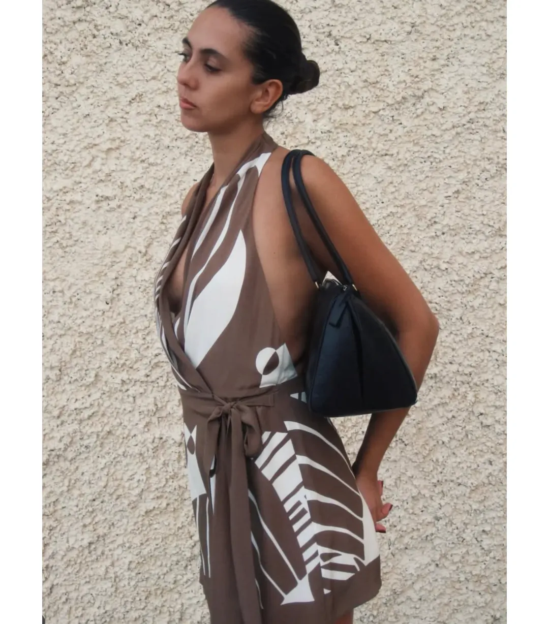 Sir the Label Almara Wrap Mini Dress Brown Espresso Size 10 for rent on The Volte - main image