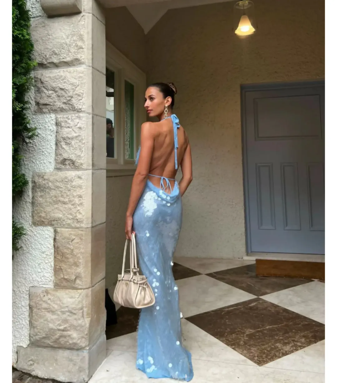 Rat & Boa Anais Maxi Dress in Cornflower Blue Size 8 for rent on The Volte - main image