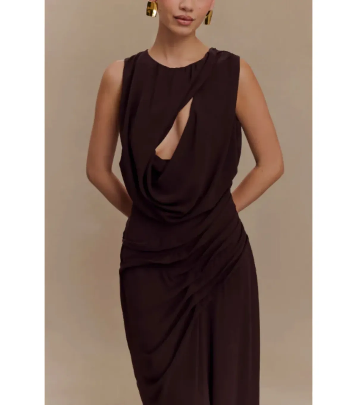 Meshki Oria Maxi Gown in Cacao Brown Size 6 - Image 4