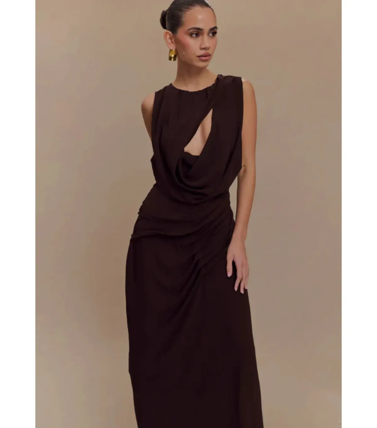 Meshki Oria Maxi Gown in Cacao Brown Size 6 - Image 3
