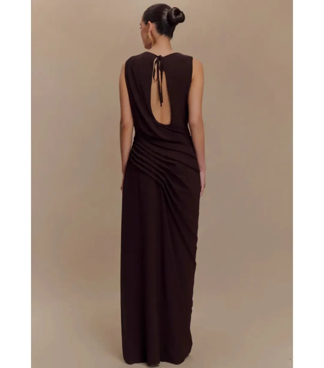 Meshki Oria Maxi Gown in Cacao Brown Size 8 for rent on The Volte - main image