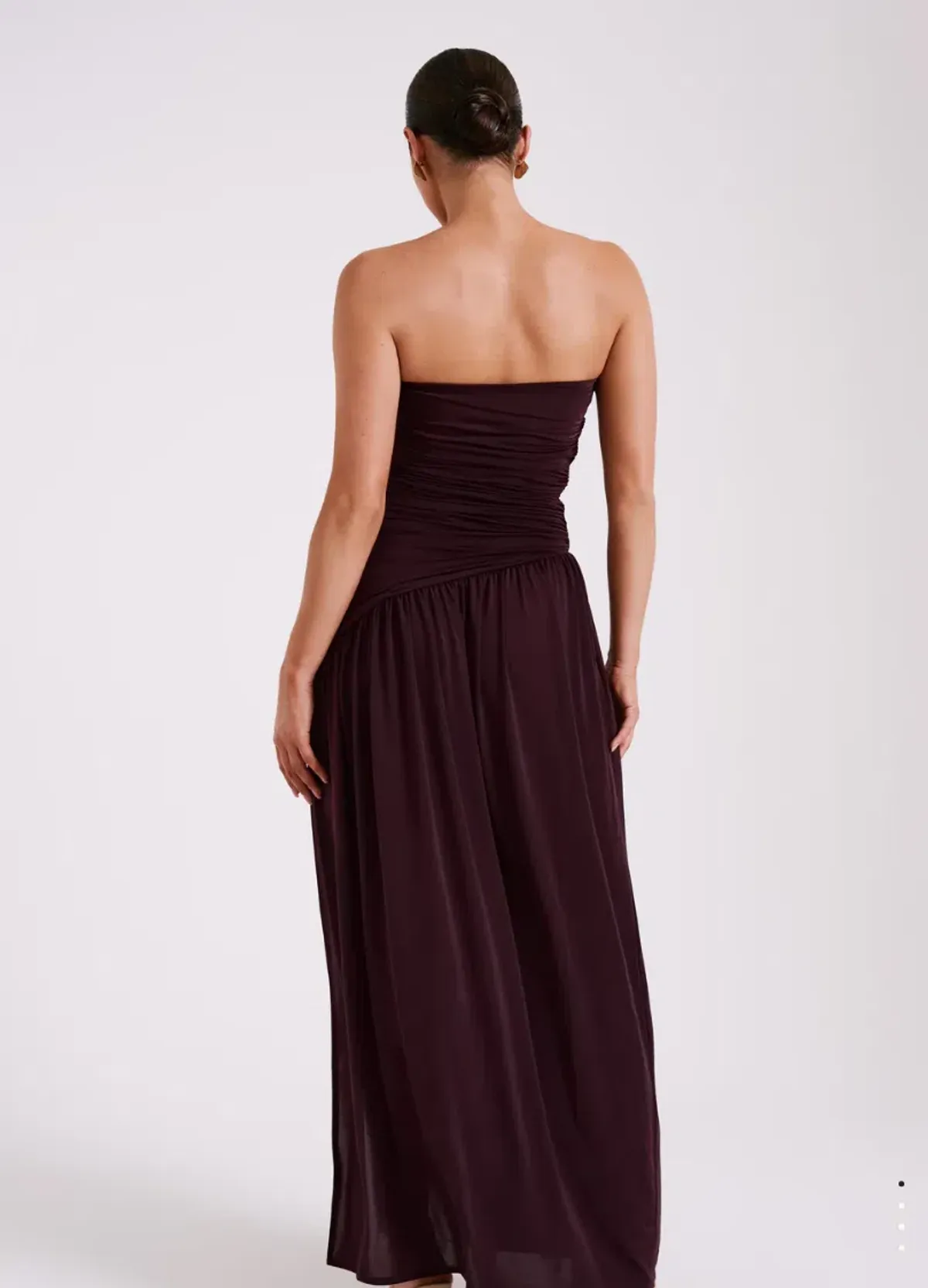 MESHKI Bex Strapless Slinky Maxi Dress With Split Burgundy Size 10 - Image 4