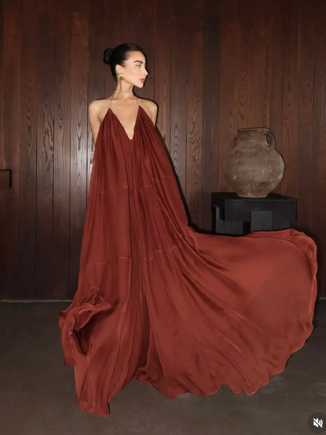 Retrofete arlet chiffon dress chestnut size XS 6  for rent on The Volte - main image