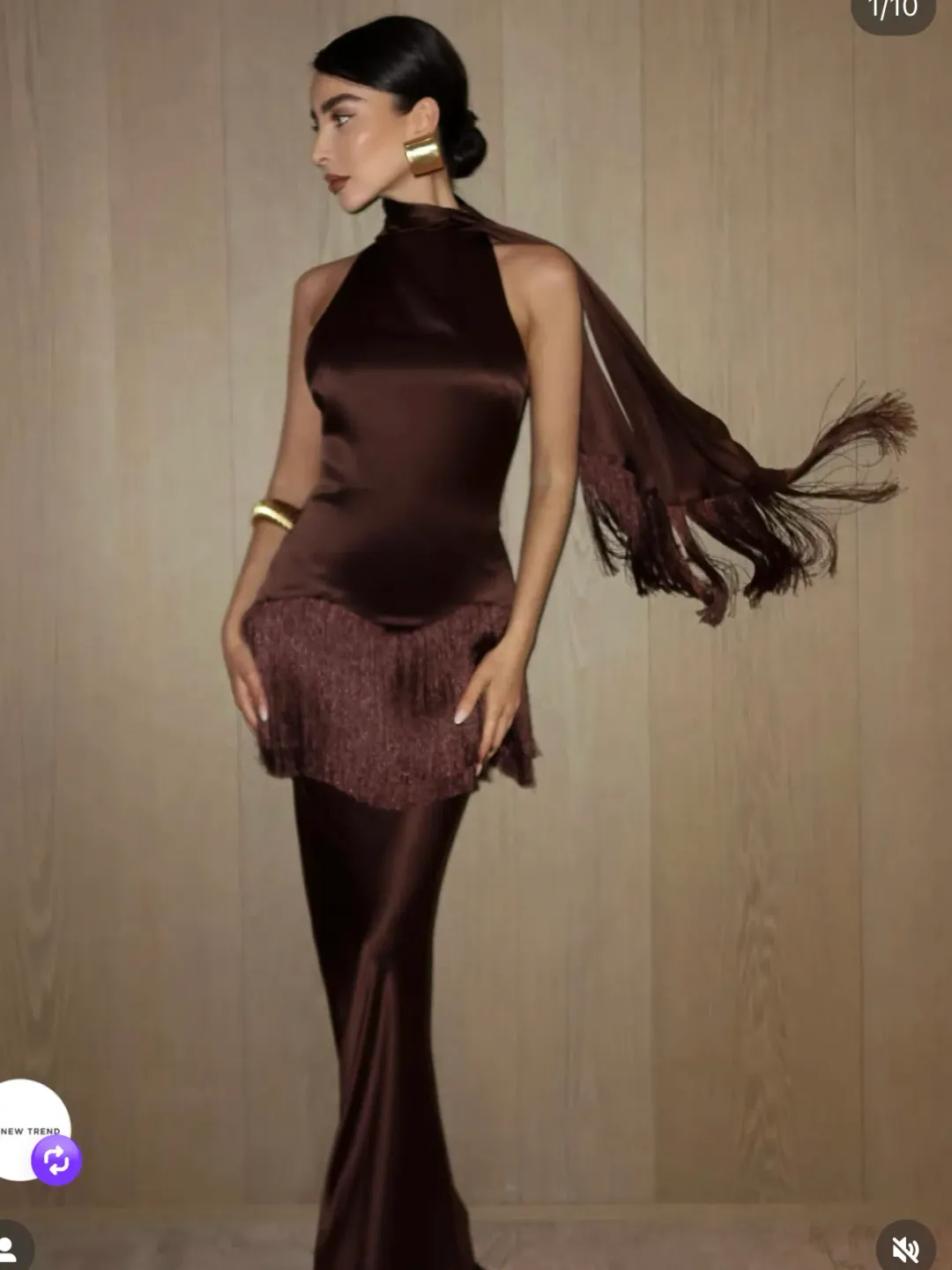 De Le vali KHAMSIN MAXI DRESS IN CEDAR SILK SATIN size 6 for rent on The Volte - main image