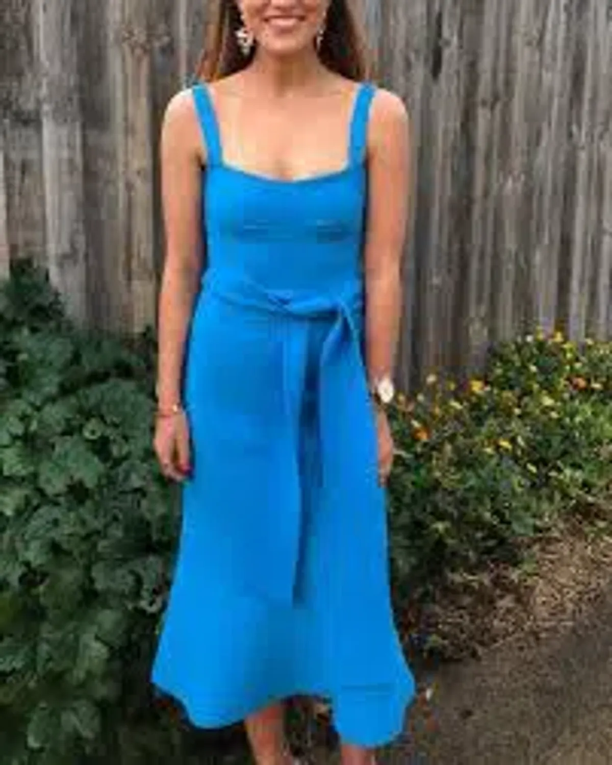 Scanlan Theodore Crepe Bralette Knit Dress in Sapphire Blue - Image 3