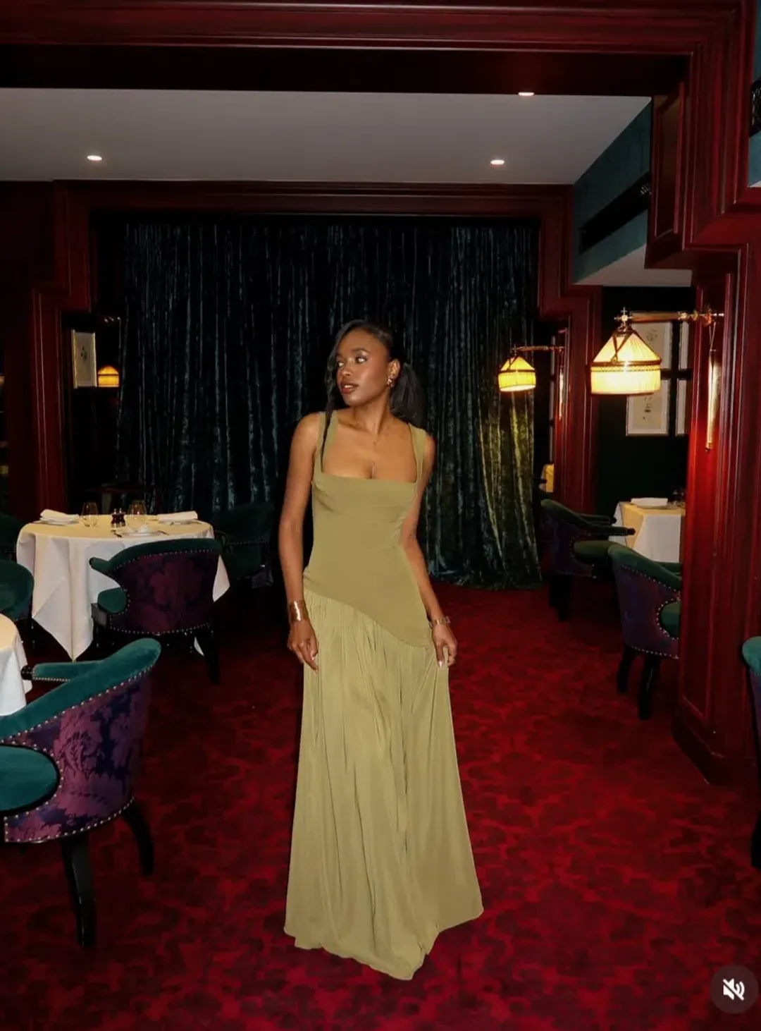 BABYBOO TULLULAH MAXI DRESS DEEP OLIVE SIZE S for rent on The Volte - main image