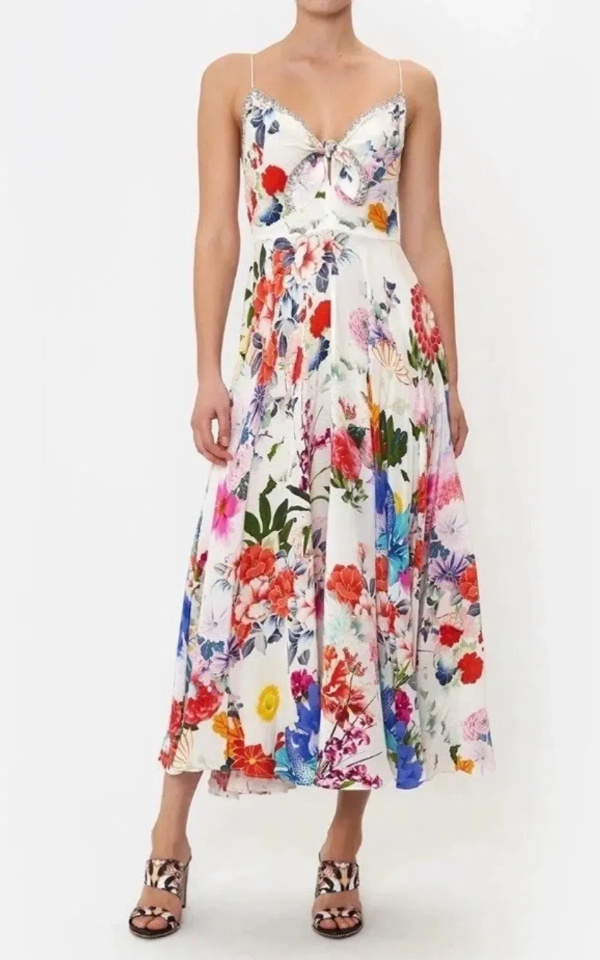 Camilla Long Dress With Tie Front Memories Of A Garden Size S (10) - Image 1